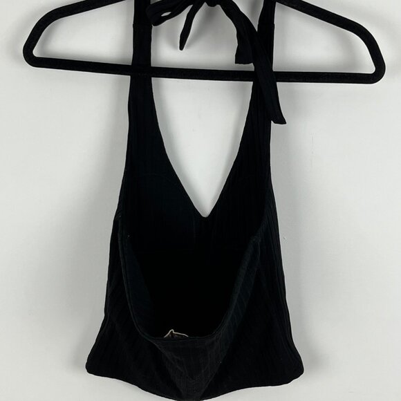 Mooloola Top Camisole Size 10 Black Sleeveless Halter Neck Cropped Lined Stretch - Picture 6 of 9
